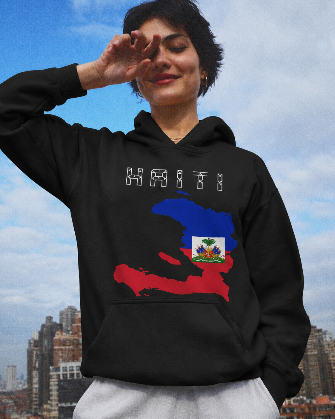 Haiti Map Flag 🇭🇹 Fashion Designer Hoodie Sweatshirt